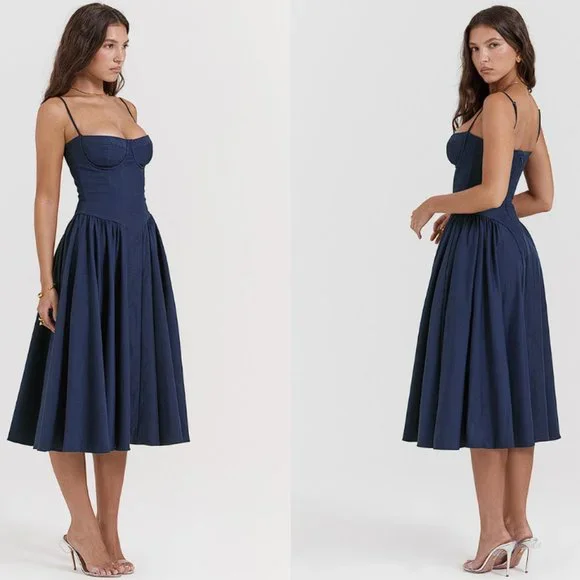 HOUSE OF CB 'Samaria' French Navy Corset Sundress NWOT - Picture 7 of 10